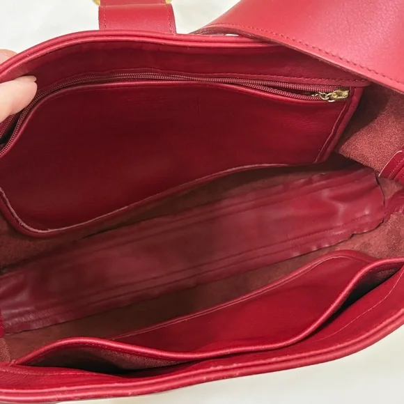 Vintage COACH Red Leather SoHo Eldridge Hobo Shoulder Bag - Picture 7 of 9